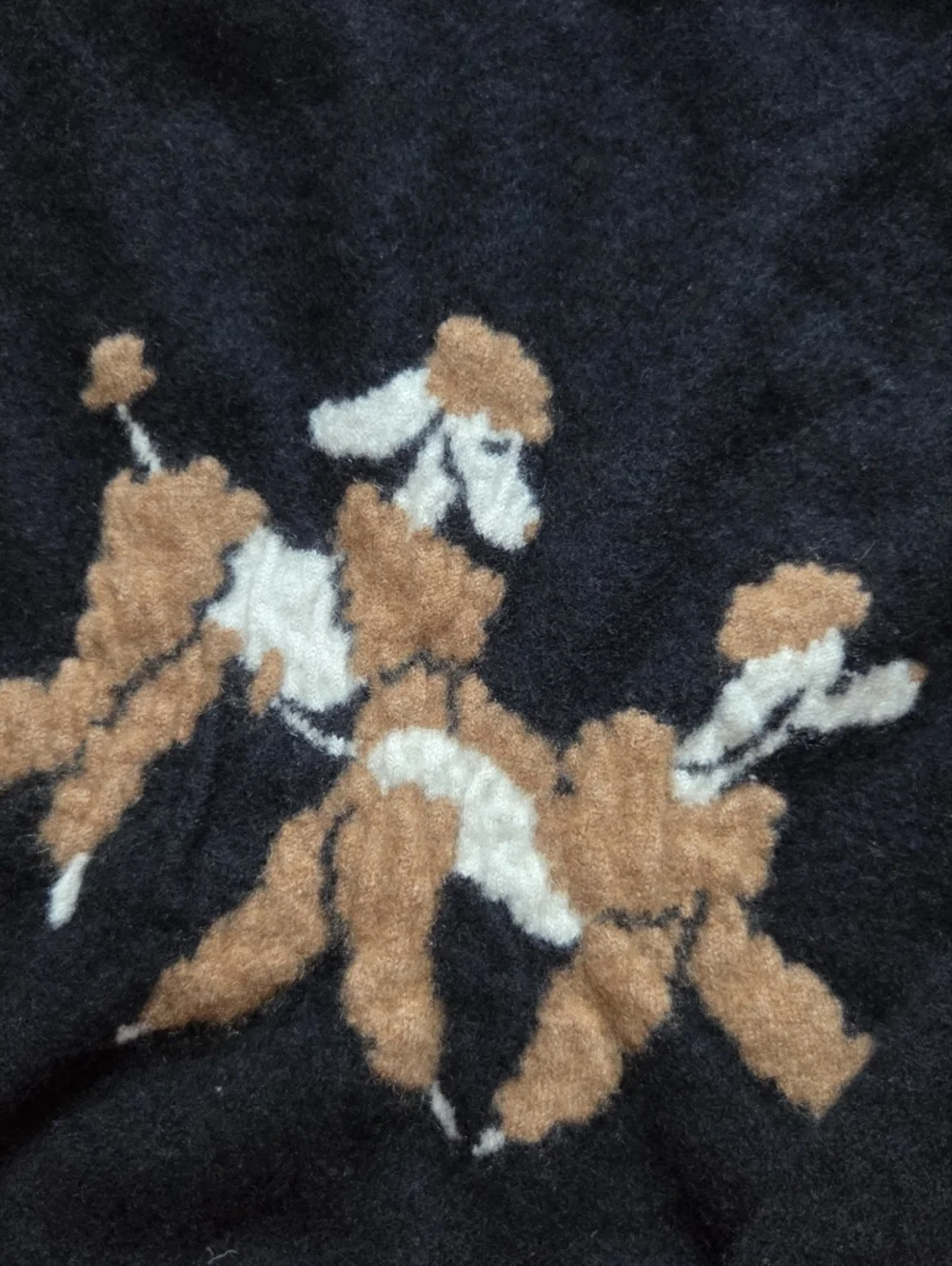 Anthropologie Black Sweater with Brown and Cream Poodle Motif - Picture 2 of 3